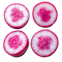 radish slices - vibrant pink and white vegetable cross section