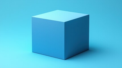 Blue Cube on Vibrant Turquoise Background for Creative Concepts