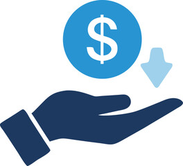 Money icon, dollar bill, hand holding cash, financial symbol, black and white illustration, minimalist design, economic concept, payment graphic, currency pictogram, simple linework, vector style, bus