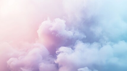 Fototapeta premium Dreamy pastel cloudscape ethereal soft pink and blue hues paint a serene and peaceful atmosphere invoking feelings of tranquility and calm perfect for meditation or