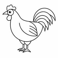 Fototapeta premium Cartoon illustration of a hen and rooster on a farm