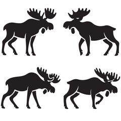 set of vector icon moose silhouette	
