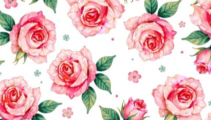 Delicate watercolor roses repeat in a soft, romantic pattern , wallpaper, pattern, delicate