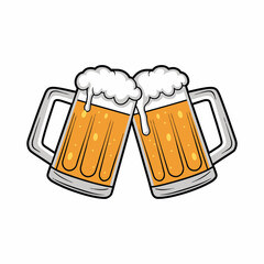 Beer mug vector. cheers beer mugs vector art illustration design