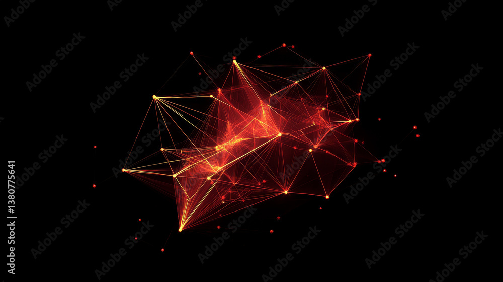 Poster abstract triangles space low poly. dark background with connecting dots and lines. light connection 