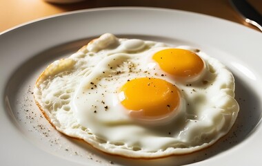 Fried eggs on a white plate