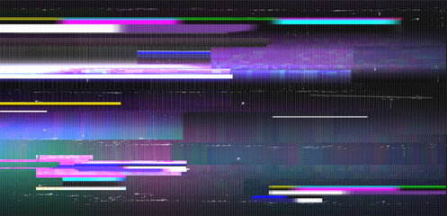 Multicolor pixel video damage overlay texture. Retro video white noise bg. TV pixel noise. TV loses signal. Error. No signal .Tv distortion 