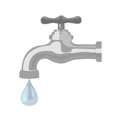 Water tap and drop of water.Vector drawing, illustration.