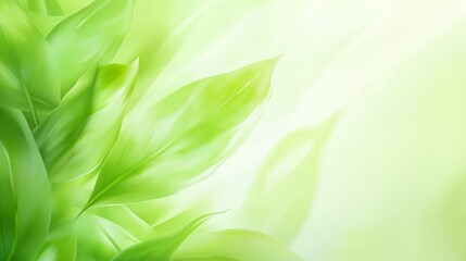 Fototapeta premium Lush green leaves bathed in soft sunlight a vibrant spring scene evoking peace and tranquility with gentle light and blurred background