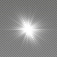 Bright flash of light. Glow effect. White light.