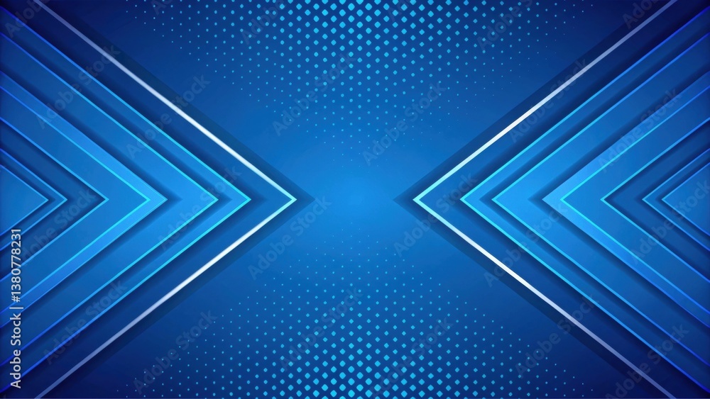 Poster abstract blue background with geometric patterns and lines creating a dynamic visual effect.