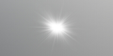 Vector transparent sunlight. Bright flash. Special light effect