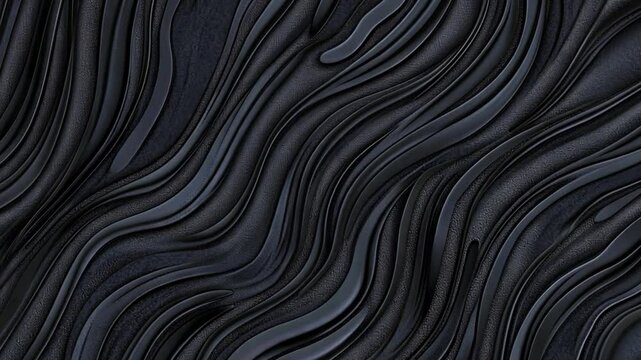 Modern Black Abstract Background With Wavy Line Pattern Design Generative AI