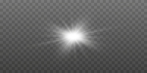 Vector transparent sunlight. Bright flash. Special light effect