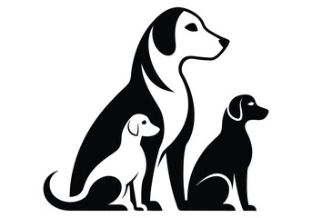 dog family  silhouette  isolated on white background 