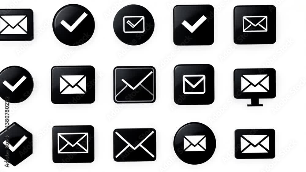 Poster black web icons set on white background for digital design use generative ai