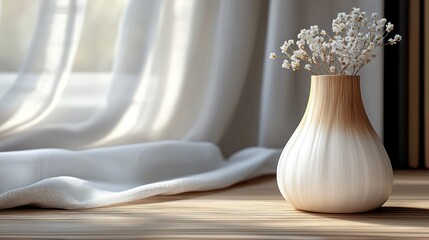 Serene Minimalist Home Decor: Dried Flowers in a Modern Vase