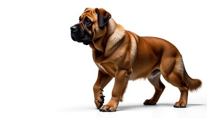 Obraz premium Majestic Mastiff, powerful build, white background, powerful, large, animal
