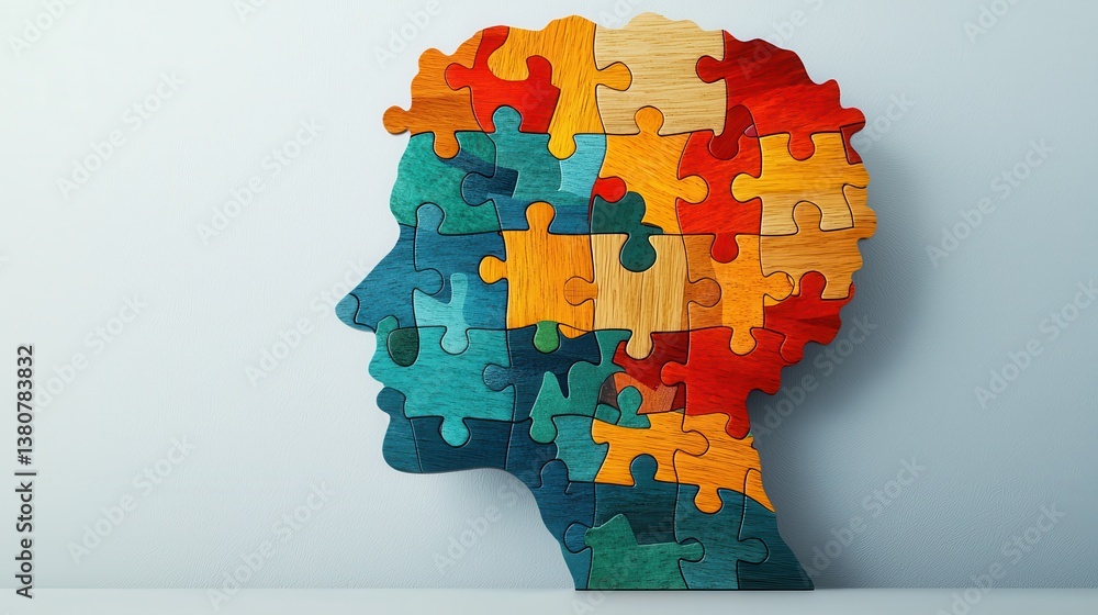 Poster abstract colorful jigsaw puzzle silhouette representing the complexity diversity and interconnectedn