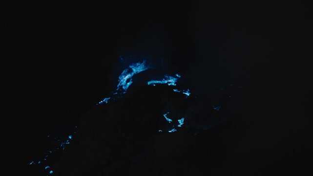 Blue sulfur flames, Kawah Ijen volcano, East Java
