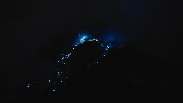 Blue sulfur flames, Kawah Ijen volcano, East Java
