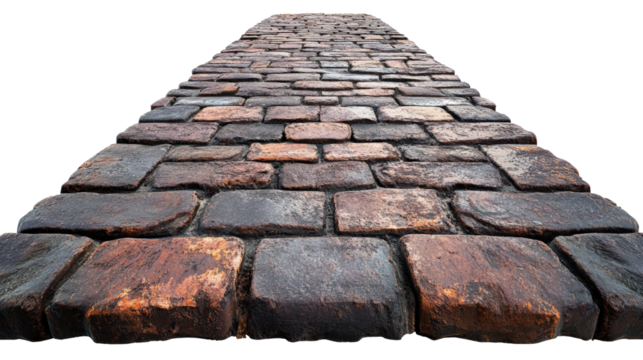 Aged cobblestone path with rustic texture and perspective view