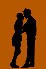 Silhouette photo style of unspecify Lover couple in pre wedding concept.
