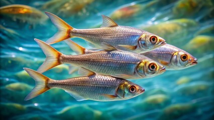 Fototapeta premium Colorful Fish Swimming in Crystal Clear Water Under the Surface