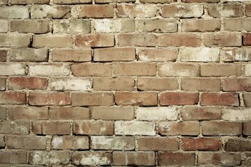 Obraz premium Rustic brick wall with weathered texture and aging mortar. AI generated