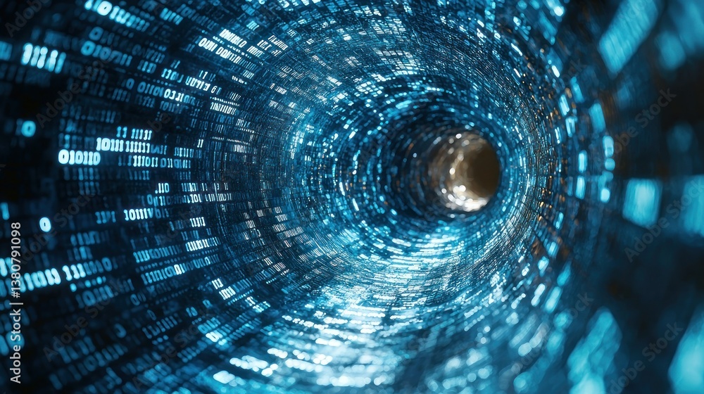Poster digital vortex: a journey into the binary tunnel