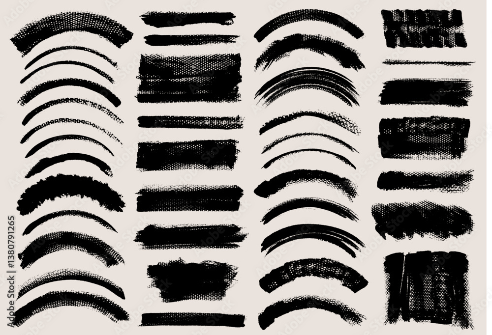 Fototapete brush stroke vector backgrounds. painted curve and rectangle shapes, grunge lines and squares. rough
