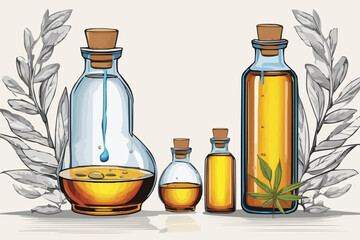 Mastered oil in a bottle add some mastered seeds vector illustration