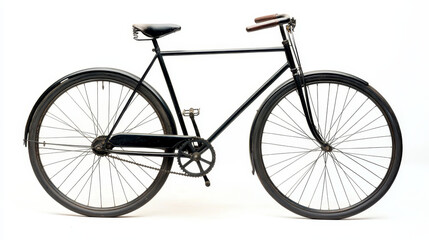 Fototapeta premium Retro bicycle, styled bicycle, bicycle image of a nineteenth century bicycle, bicycle isolated on a white background, black bicycle
