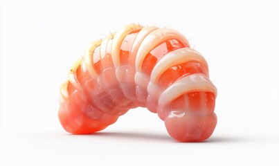 Pink insect larva isolated on white for scientific or educational use