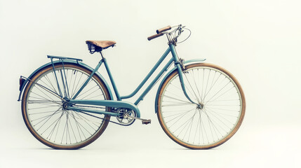 Fototapeta premium Retro blue bicycle on a white background.