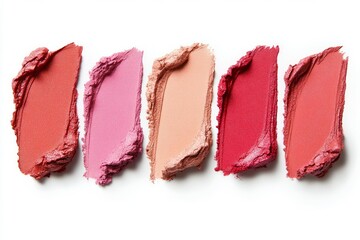 Lipstick swatches on white background. Artificial intelligence image