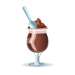 Chocolate cream ice cream in a glass.Vector illustration.