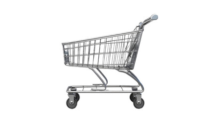 Shopping Cart Essentials: A meticulously captured image of a classic shopping cart, showcasing its functionality and simple design, embodying the convenience of retail and the act of shopping.