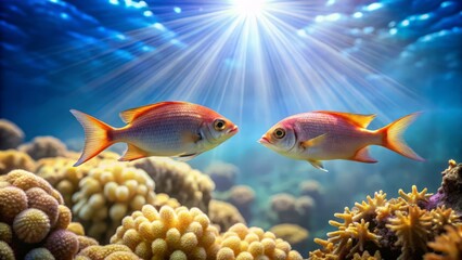 Fototapeta premium Stunning Underwater Scene with Colorful Fish and Coral Reefs