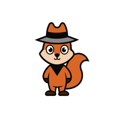 Naklejka premium Cartoon Orange Squirrel Character Wearing a Hat on Transparent Background