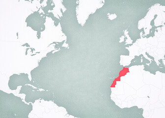 Fototapeta premium Map of North Atlantic Ocean - Morocco