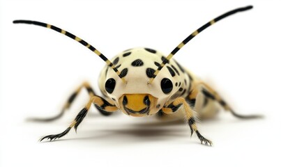 Fototapeta premium Spotted beetle on white background, macro view, for educational use