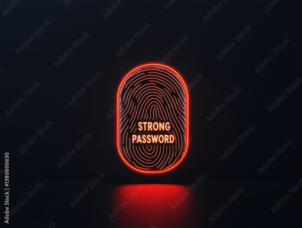 Poster a glowing red fingerprint icon with the text 