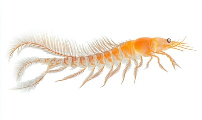 Obraz premium Transparent shrimp isolated on white, ideal for science education