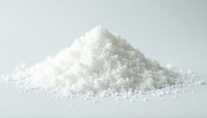 Pile of white granulated sugar, bright background, sweet, texture