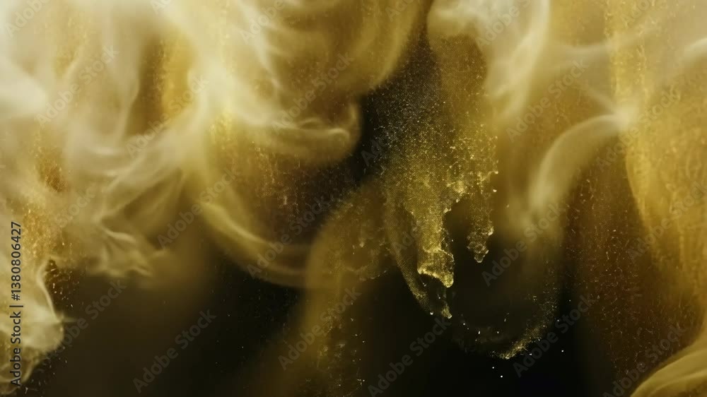 Poster golden swirls of dust and particles create a mesmerizing visual effect in the dark setting of an art