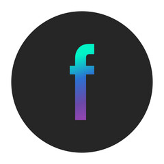 Obraz premium Stylish vector design of the letter “f” with a vivid gradient effect on a black circular background. Ideal for futuristic, tech, or modern branding projects.