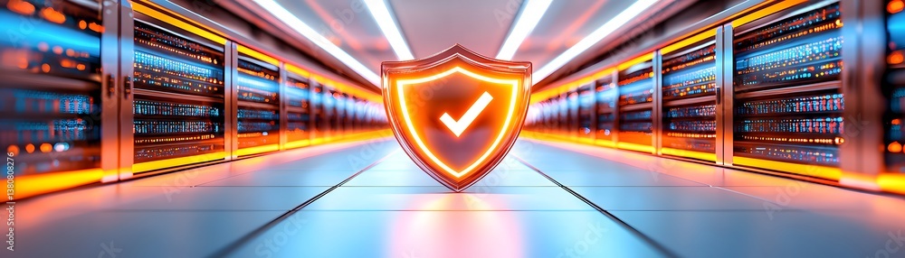 Aufkleber cybersecurity action glowing shield protects online cloud data digital environment safe network conc