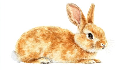 Fototapeta premium Cute orange bunny rabbit isolated on white.
