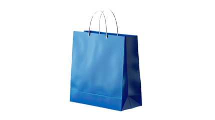 Blue Gift Bag: A simple yet elegant blue gift bag with white handles, perfect for presenting gifts or carrying purchases, exuding a sense of sophistication and preparation. 